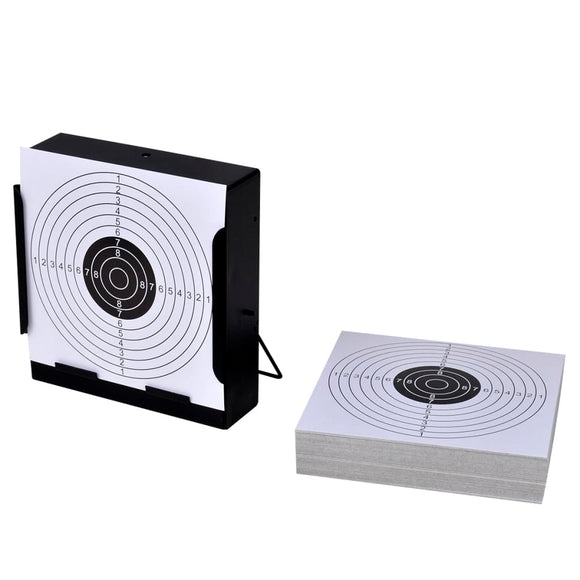 NNEVL 14 cm Square Target Holder Pellet Trap + 100 Paper Targets