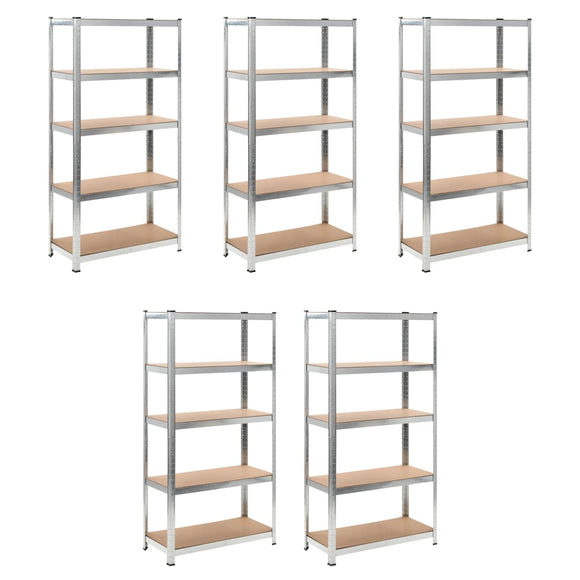 NNEVL 5-Layer Heavy-duty Shelves 5 pcs Silver Steel&Engineered Wood