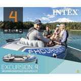 NNEVL Intex Excursion 4 Set Inflatable Boat with Oars and Pump