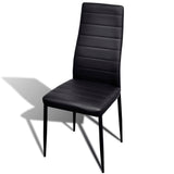NNEVL Dining Set Black Slim Line Chair 6 pcs with 1 Glass Table