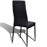 NNEVL Dining Set Black Slim Line Chair 6 pcs with 1 Glass Table