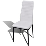 NNEVL Dining Set White Slim Line Chair 6 pcs with 1 Glass Table