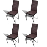 NNEVL Dining Set Brown Slim Line Chair 4 pcs with 1 Glass Table
