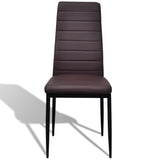 NNEVL Dining Set Brown Slim Line Chair 4 pcs with 1 Glass Table