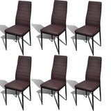 NNEVL Dining Set Brown Slim Line Chair 6 pcs with 1 Glass Table
