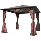 NNEVL Gazebo with Curtain Brown Aluminium 300 x 300 cm