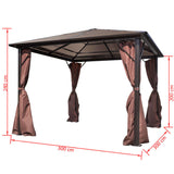 NNEVL Gazebo with Curtain Brown Aluminium 300 x 300 cm