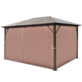 NNEVL Gazebo with Curtain Brown Aluminium 400 x 300 cm
