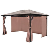 NNEVL Gazebo with Curtain Brown Aluminium 400 x 300 cm