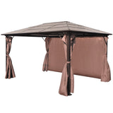 NNEVL Gazebo with Curtain Brown Aluminium 400 x 300 cm