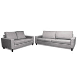 NNEVL Sofa Set 2-Seater and 3-Seater Fabric Light Grey