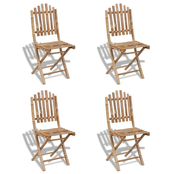 NNEVL Foldable Outdoor Chairs Bamboo 4 pcs