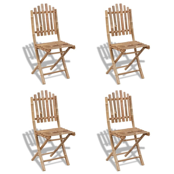 NNEVL Foldable Outdoor Chairs Bamboo 4 pcs