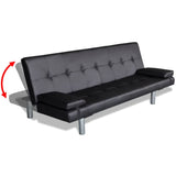 NNEVL Sofa Bed with Two Pillows Artificial Leather Adjustable Black