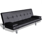 NNEVL Sofa Bed with Two Pillows Artificial Leather Adjustable Black