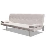 NNEVL Sofa Bed with Two Pillows Artificial Leather Adjustable Cream White