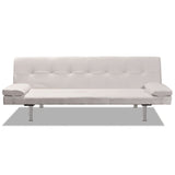 NNEVL Sofa Bed with Two Pillows Artificial Leather Adjustable Cream White