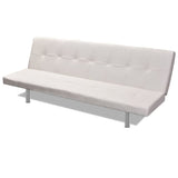 NNEVL Sofa Bed with Two Pillows Artificial Leather Adjustable Cream White