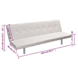 NNEVL Sofa Bed with Two Pillows Artificial Leather Adjustable Cream White
