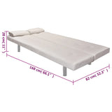 NNEVL Sofa Bed with Two Pillows Artificial Leather Adjustable Cream White