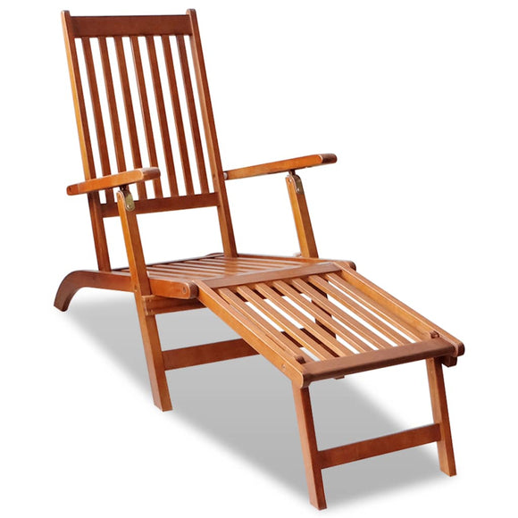 NNEVL Outdoor Deck Chair with Footrest Solid Acacia Wood