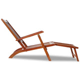 NNEVL Outdoor Deck Chair with Footrest Solid Acacia Wood