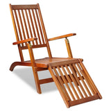 NNEVL Outdoor Deck Chair with Footrest Solid Acacia Wood