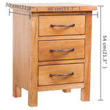 NNEVL Nightstand with 3 Drawers 40x30x54 cm Solid Oak Wood