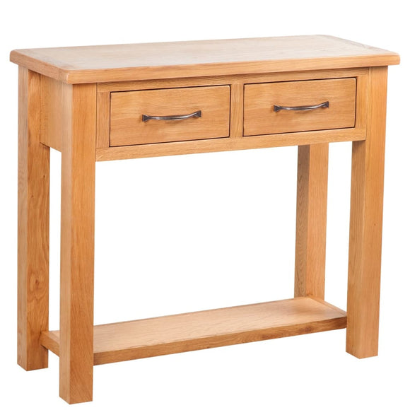NNEVL Console Table with 2 Drawers 83x30x73 cm Solid Oak Wood