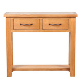 NNEVL Console Table with 2 Drawers 83x30x73 cm Solid Oak Wood