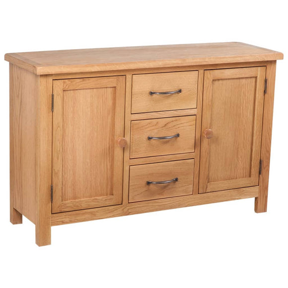 NNEVL Sideboard with 3 Drawers 110x33.5x70 cm Solid Oak Wood