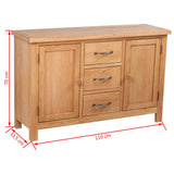 NNEVL Sideboard with 3 Drawers 110x33.5x70 cm Solid Oak Wood