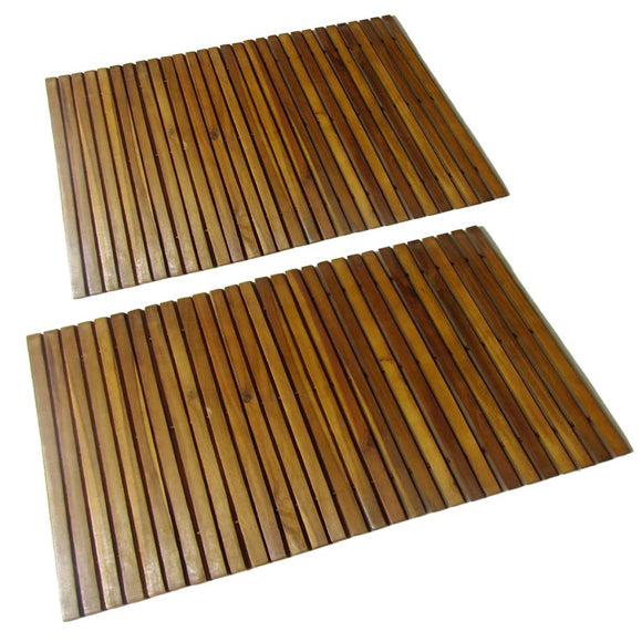 NNEVL 2 pcs Acacia Bath Mat 80 x 50 cm