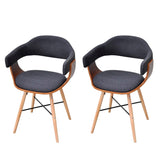 NNEVL Dining Chairs 2 pcs Dark Grey Bent Wood and Fabric