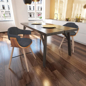 NNEVL Dining Chairs 2 pcs Dark Grey Bent Wood and Fabric
