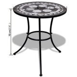 NNEVL 3 Piece Bistro Set Ceramic Tile Black and White