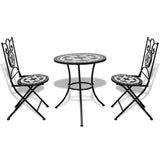 NNEVL 3 Piece Bistro Set Ceramic Tile Black and White