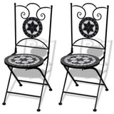 NNEVL 3 Piece Bistro Set Ceramic Tile Black and White
