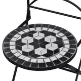 NNEVL 3 Piece Bistro Set Ceramic Tile Black and White