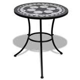 NNEVL 3 Piece Bistro Set Ceramic Tile Black and White