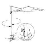 NNEVL Roma Umbrella with Portable Base 2.5 x 2.5 m Aluminium Sand White