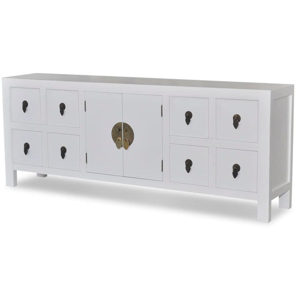 NNEVL Wooden Sideboard Asian Style with 8 Drawers and 2 Doors