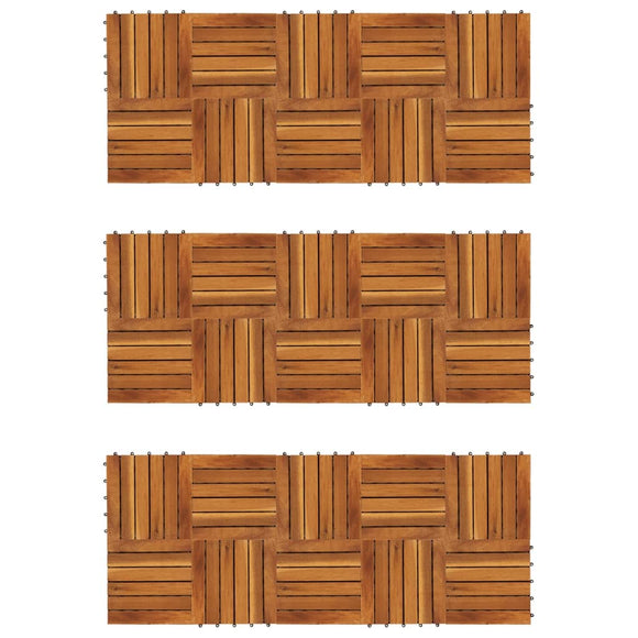 NNEVL Decking Tiles Vertical Pattern 30 x 30 cm Acacia Set of 30