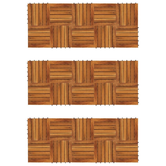 NNEVL Decking Tiles Vertical Pattern 30 x 30 cm Acacia Set of 30