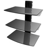 NNEVL 3-tier Wall Mounted Glass DVD Shelf Black