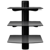 NNEVL 3-tier Wall Mounted Glass DVD Shelf Black
