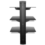NNEVL 3-tier Wall Mounted Glass DVD Shelf Black