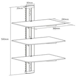 NNEVL 3-tier Wall Mounted Glass DVD Shelf Black