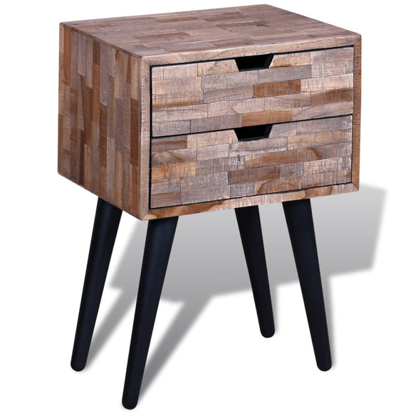 NNEVL Nightstand with 2 Drawers Reclaimed Teak Wood