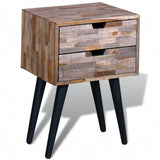 NNEVL Nightstand with 2 Drawers Reclaimed Teak Wood